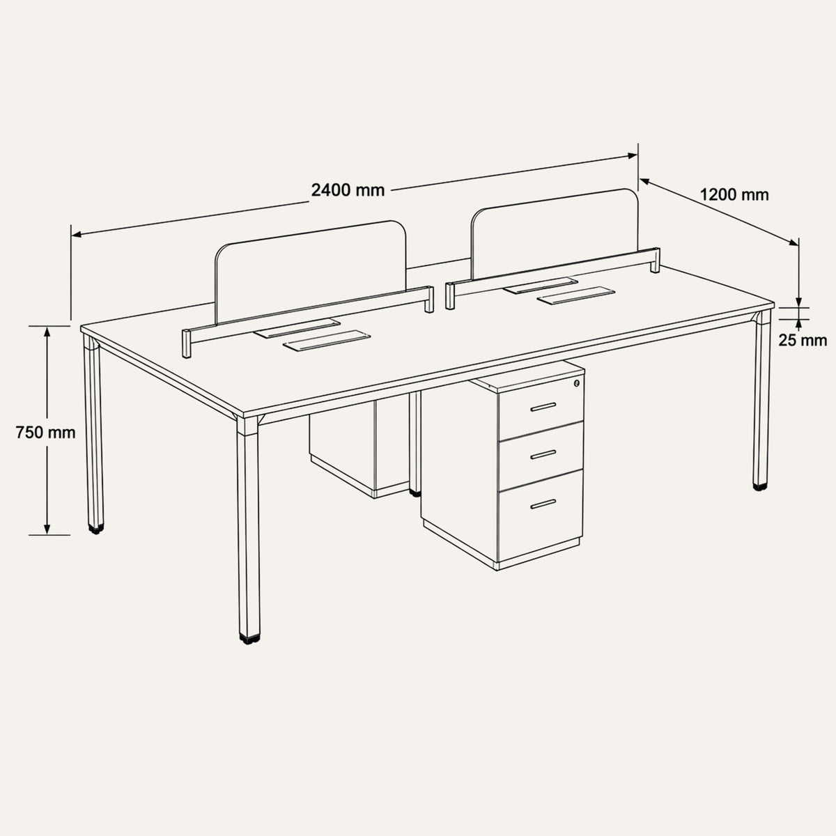 C Shape Office Workstation Dimensions